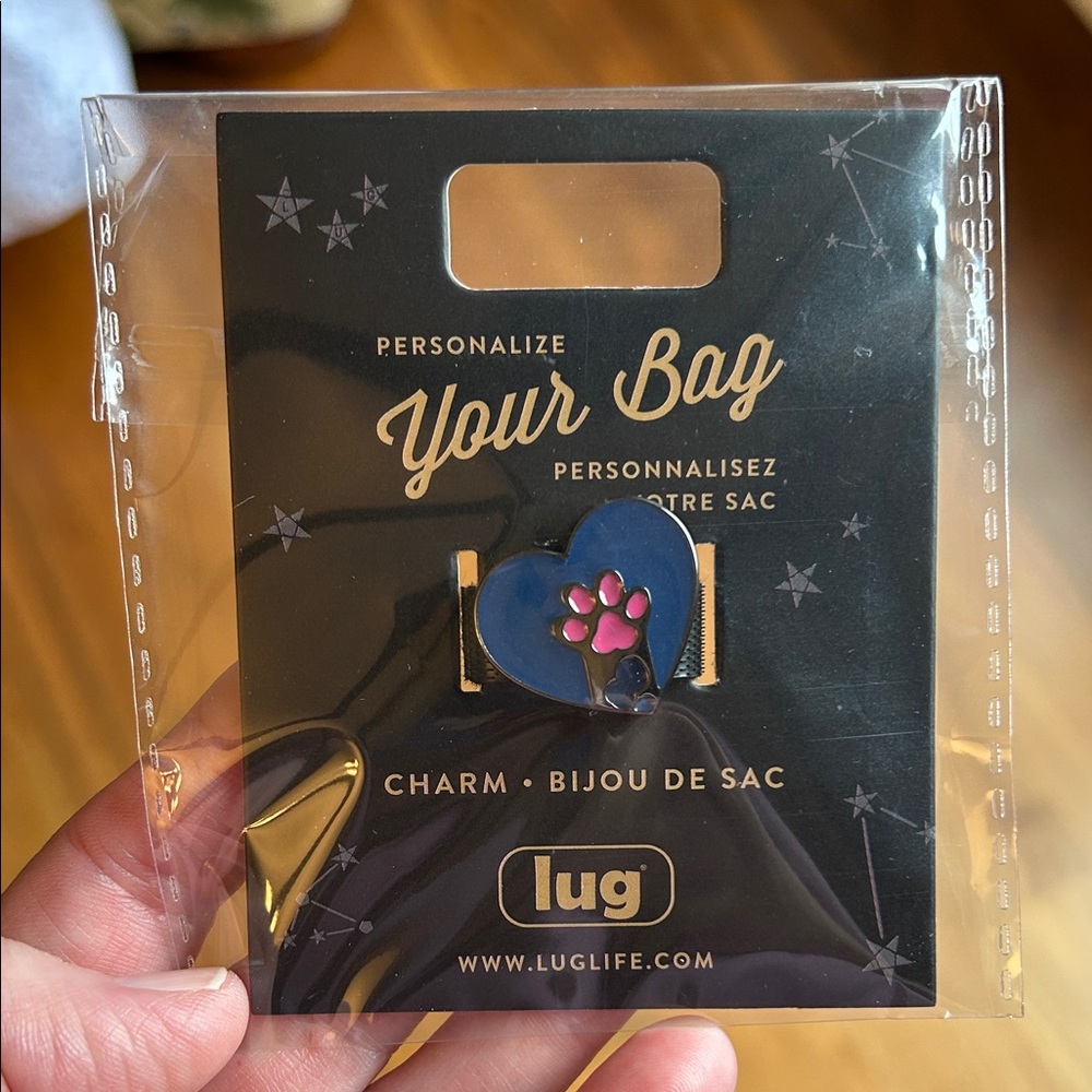 NWT Lug Novelty Bag Charm in Heart Cat Paw.